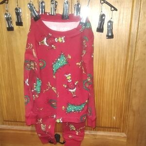 Carter's Red Holiday Pajama Set with Green Tree and Gold Accents